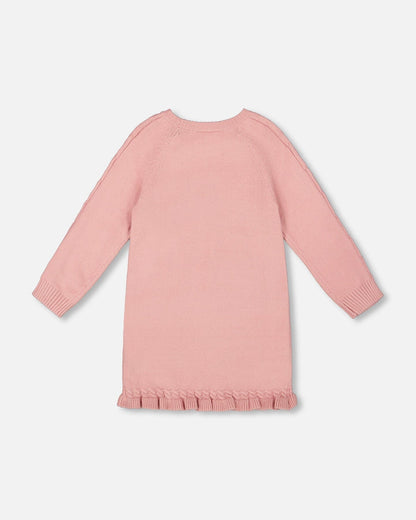 Knitted Dress Dusty Pink With Unicorn Intarsia-2