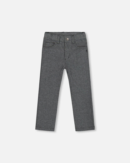 Stretch Jacquard Pants Grey Herringbone-0