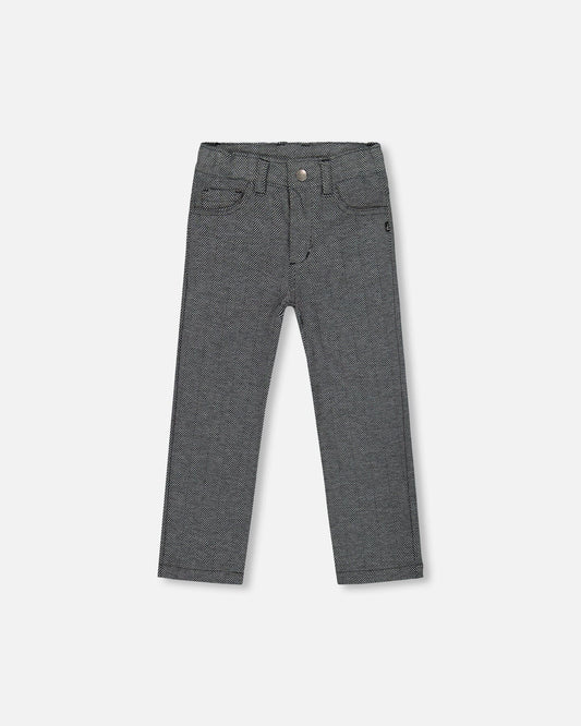 Stretch Jacquard Pants Grey Herringbone-0