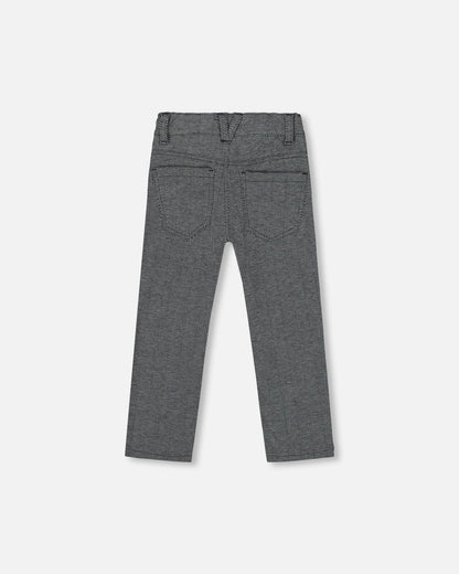 Stretch Jacquard Pants Grey Herringbone-2