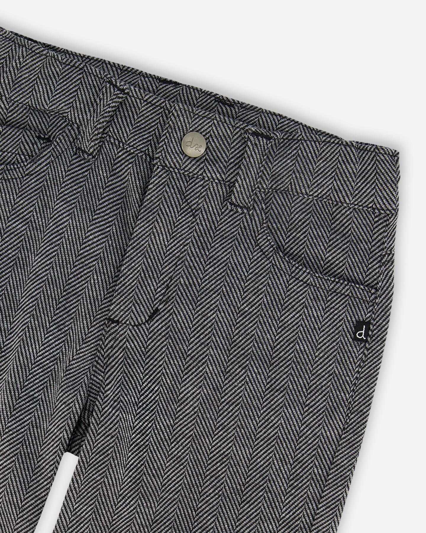 Stretch Jacquard Pants Grey Herringbone-3