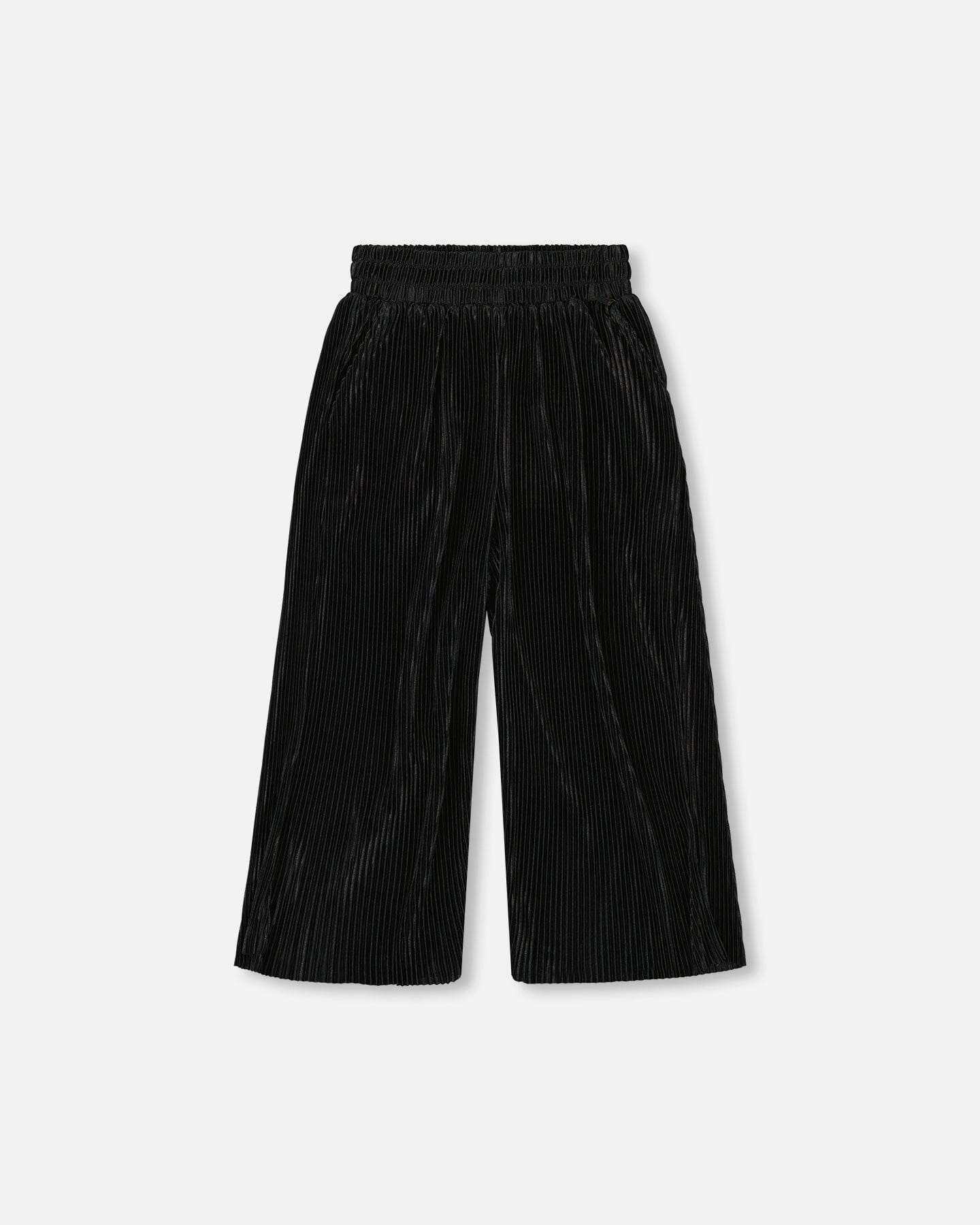 Wide Leg Pleated Pants Black-0