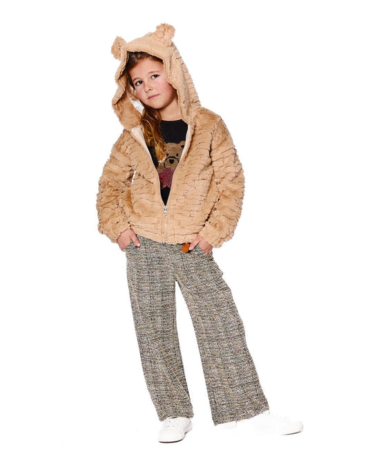 Faux Fur Hooded Jacket Nougat-1