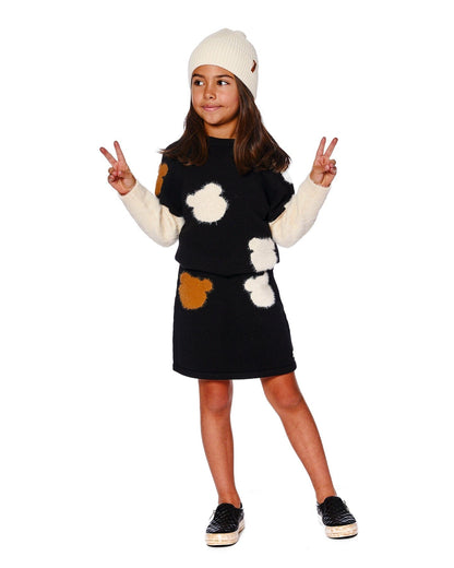 Knitted Skirt Black With Bear Intarsia-1