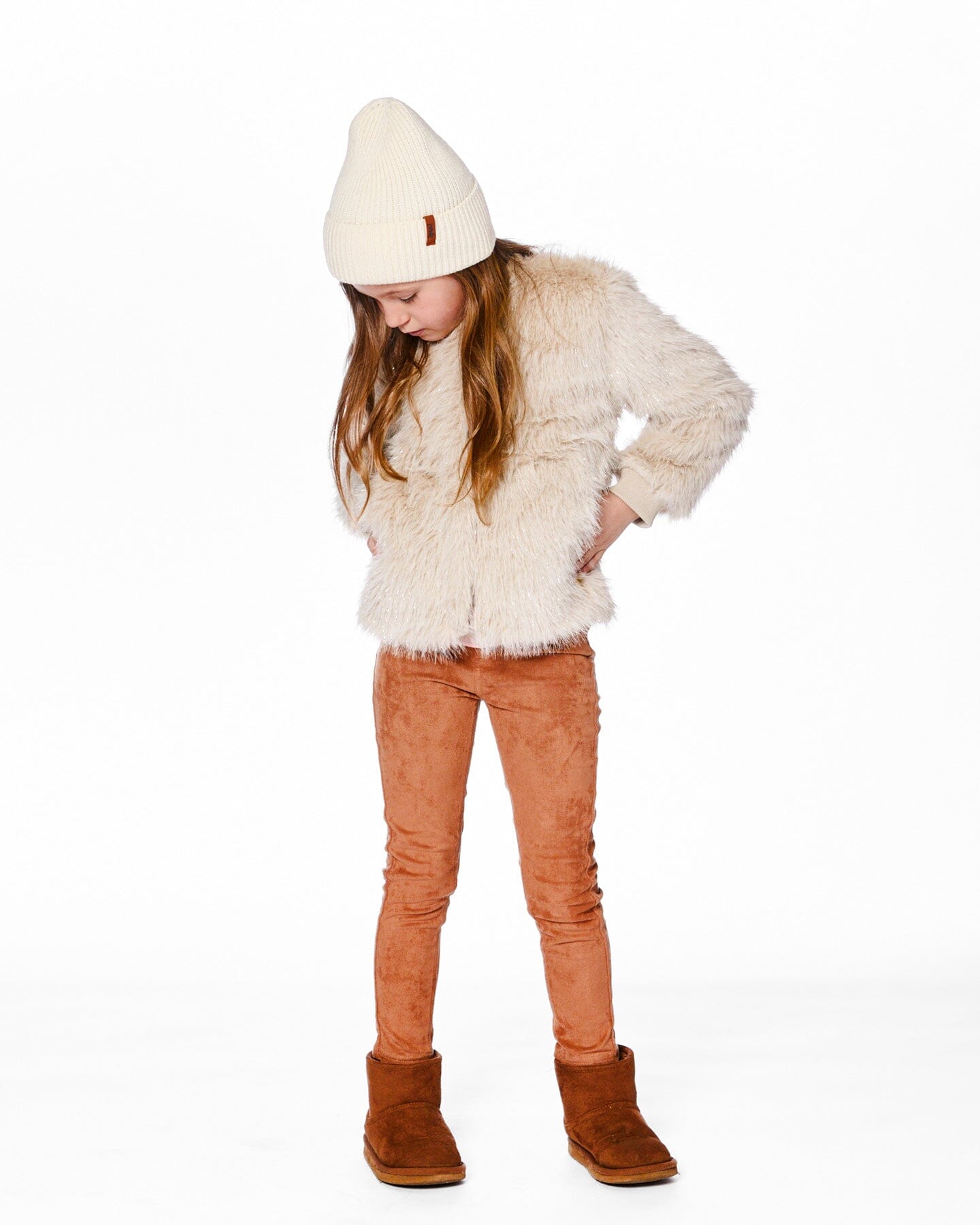 Stretch Suede Treggings Light Pecan Brown-2