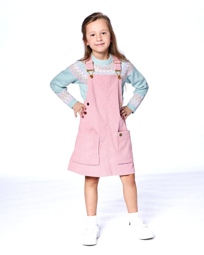 Corduroy Overall Dress Dusty Pink-1