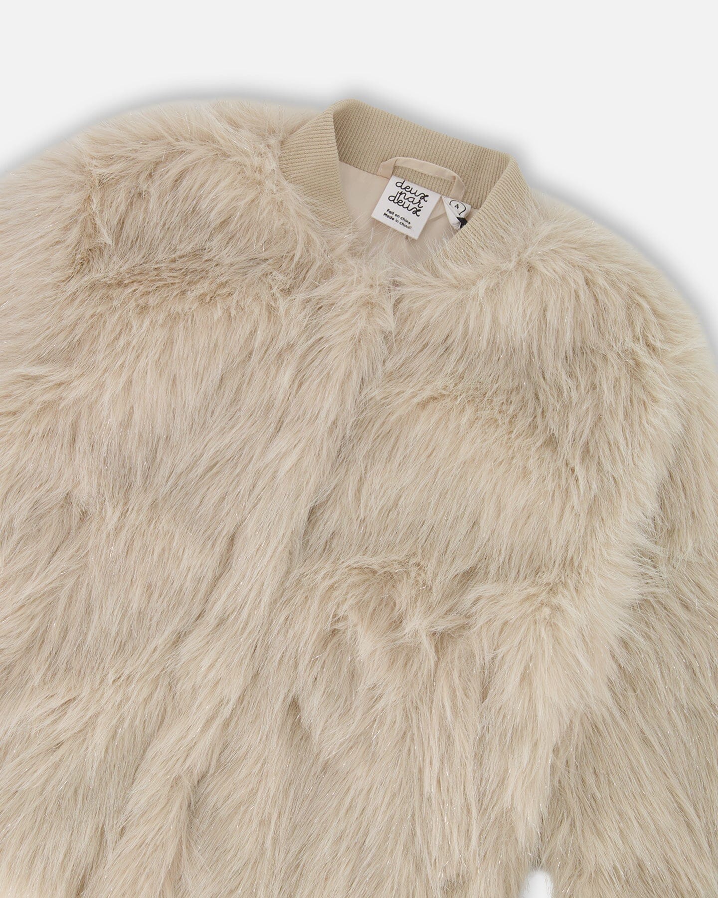 Short Faux Fur Coat Beige-4