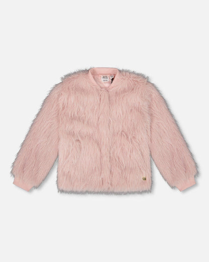 Short Faux Fur Coat Dusty Pink-0