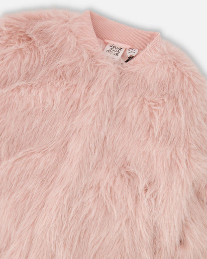 Short Faux Fur Coat Dusty Pink-2