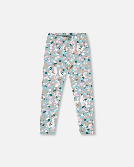 Organic Cotton Leggings Blue Llama Print-0
