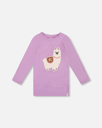 Super Soft Brushed Jersey Tunic Purple With Lama-0