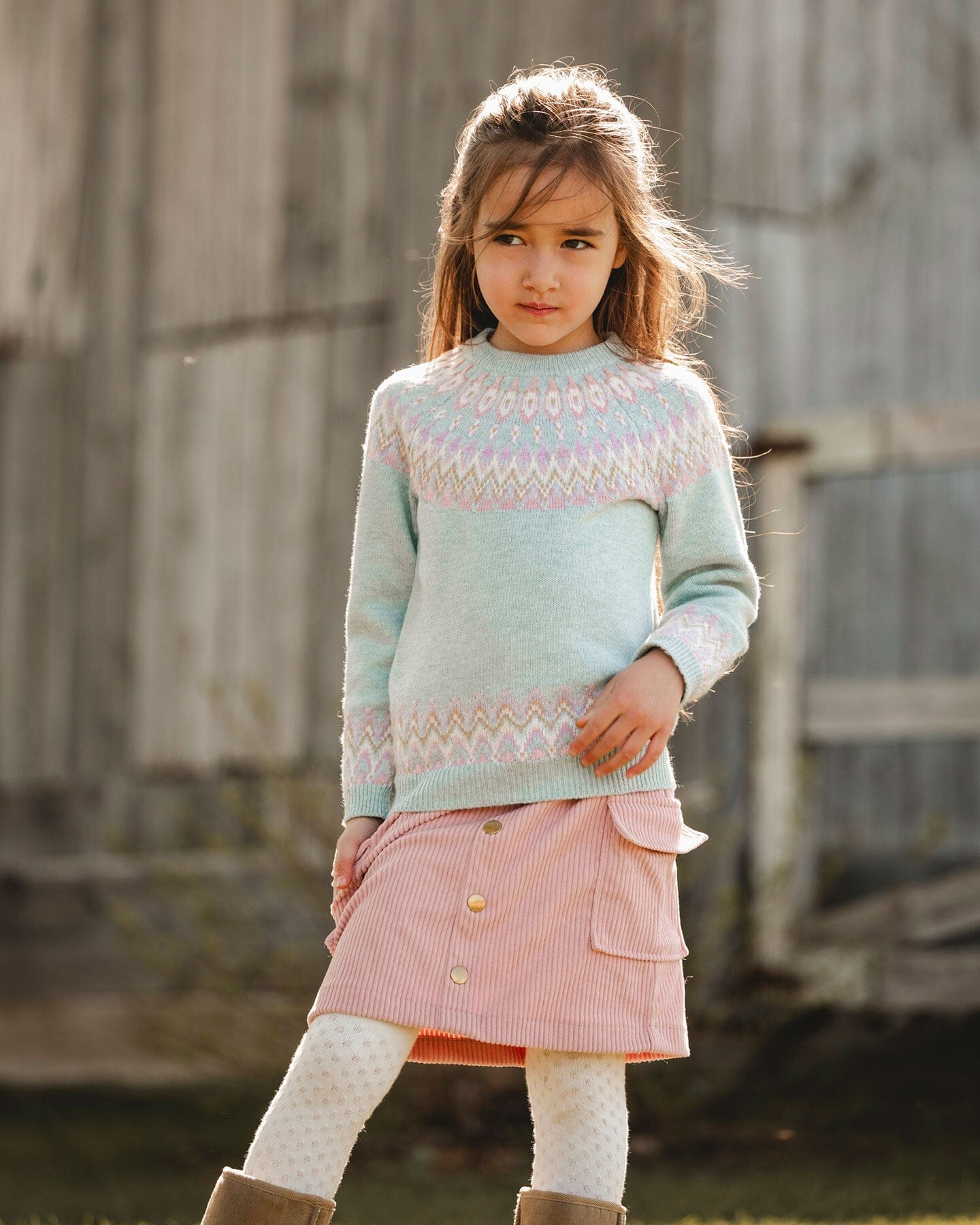 Corduroy Skirt With Cargo Pockets Dusty Pink-1