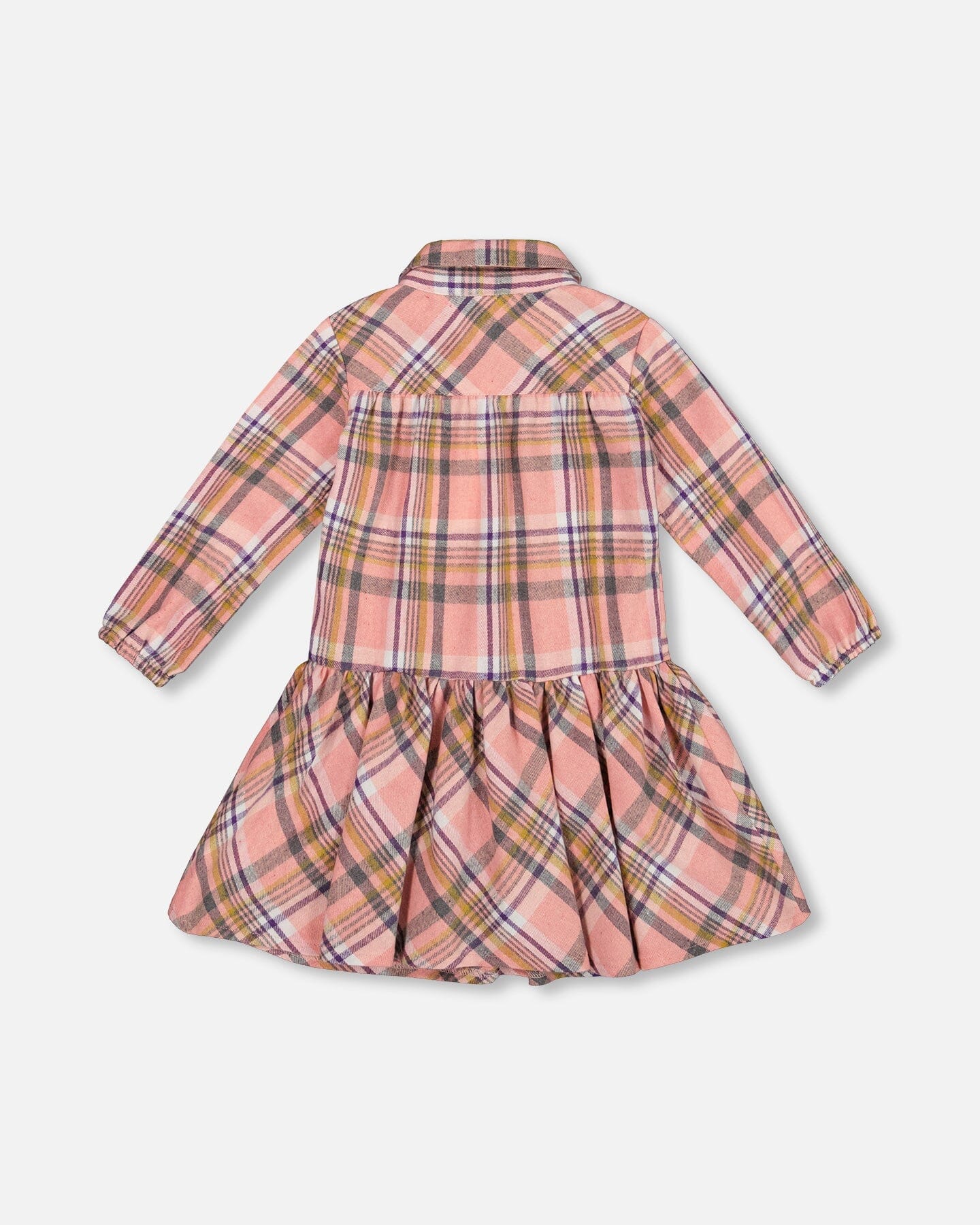 Shirt Plaid Dress With Frill Pink, Yellow And Gray-2