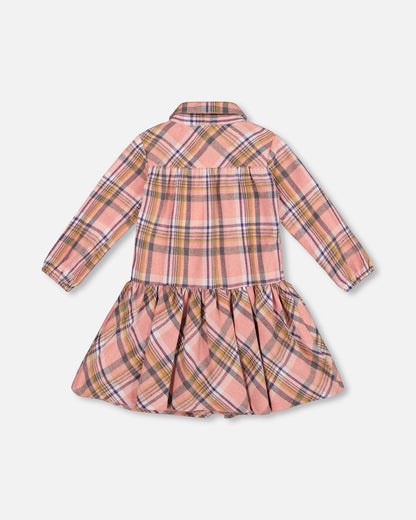 Shirt Plaid Dress With Frill Pink, Yellow And Gray-2