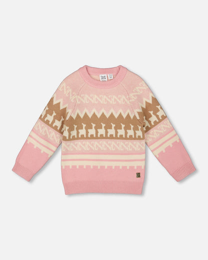 Llama Jacquard Sweater Dusty Pink-0