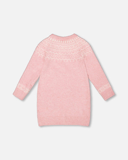 Knitted Dress With Norvegian Jacquard Dusty Pink-2
