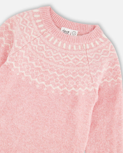 Knitted Dress With Norvegian Jacquard Dusty Pink-3