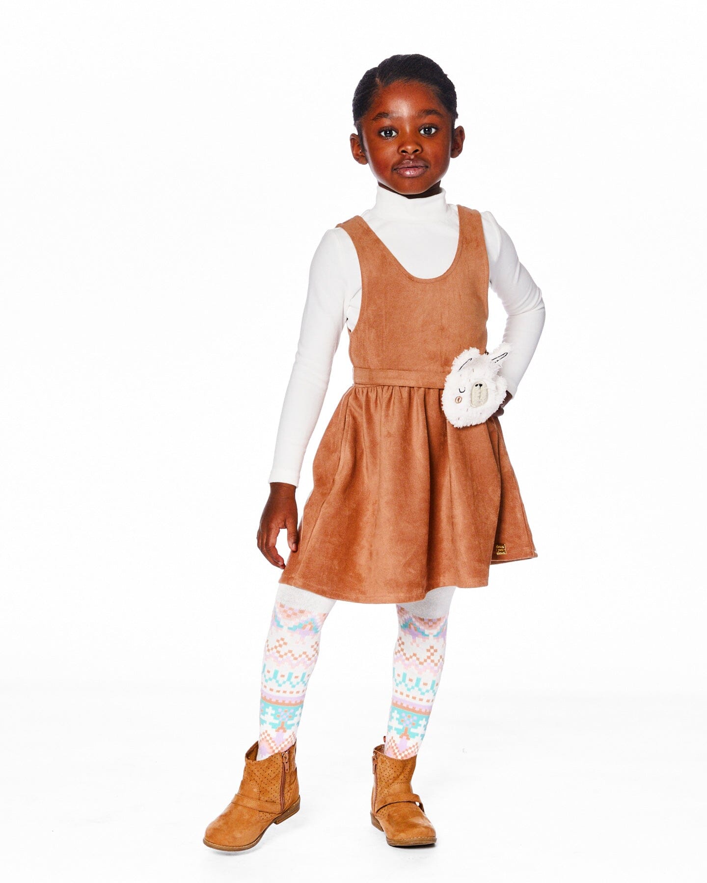 Knit Tights White Pink And Turquoise With Norwegian Jacquard-1