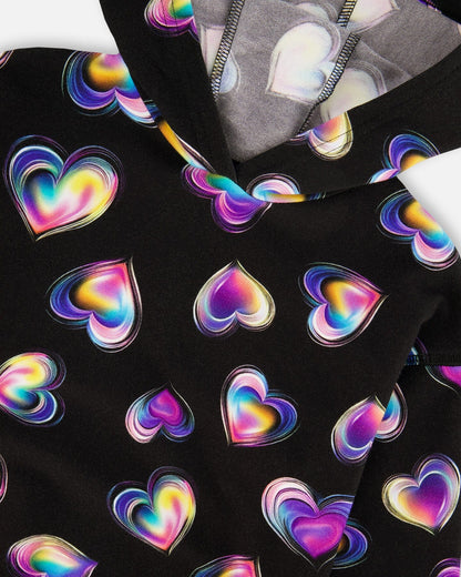 Fleece Hoodie Black And Multicolor-3