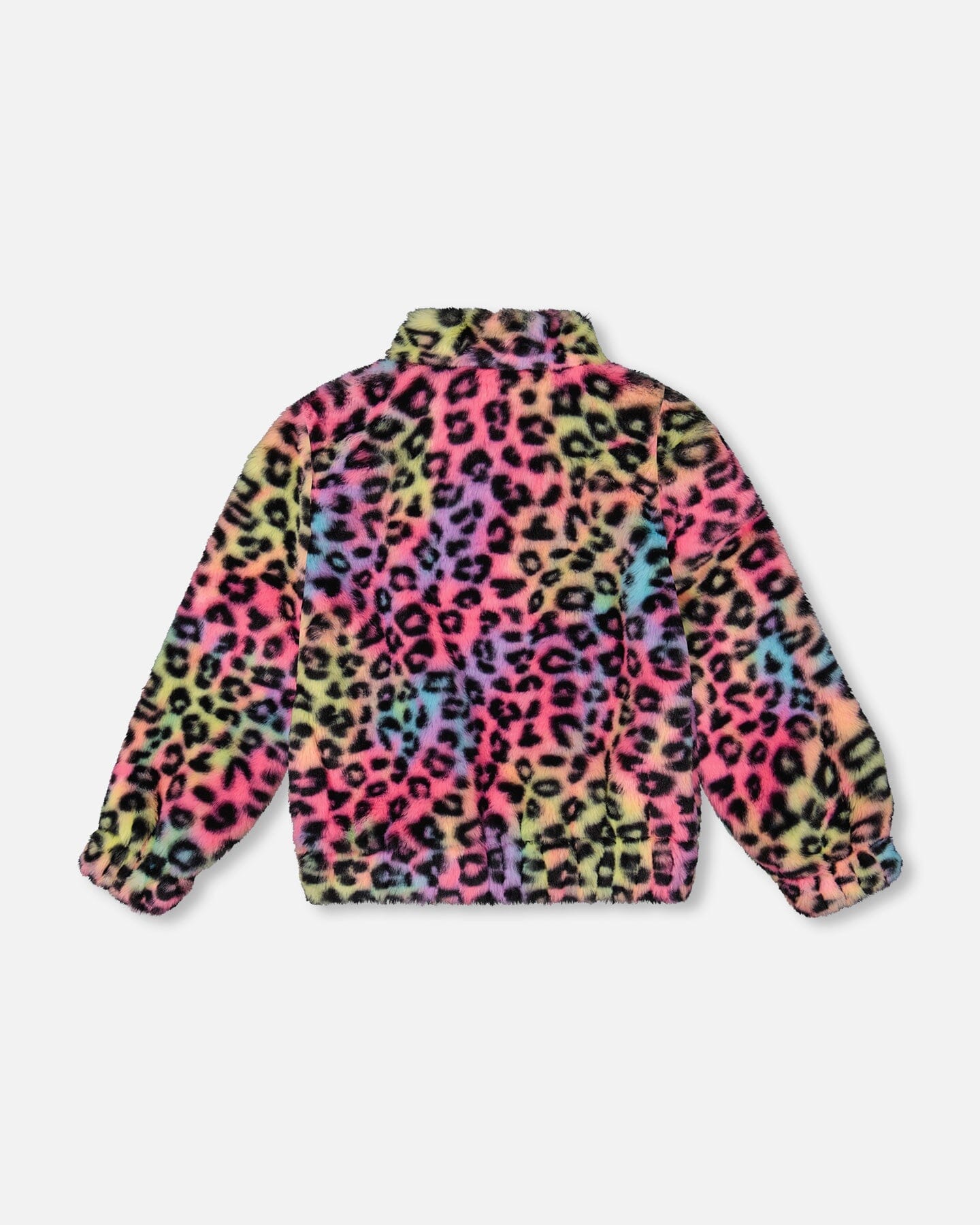 Faux Fur Zipped Jacket Multicolor Leopard-2
