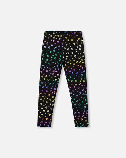 Stretch Jersey Leggings Multicolor Leopard Print-0