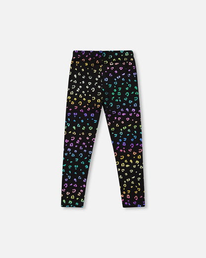 Stretch Jersey Leggings Multicolor Leopard Print-2