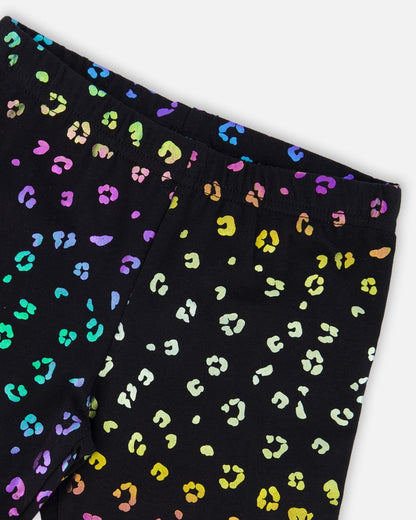 Stretch Jersey Leggings Multicolor Leopard Print-3