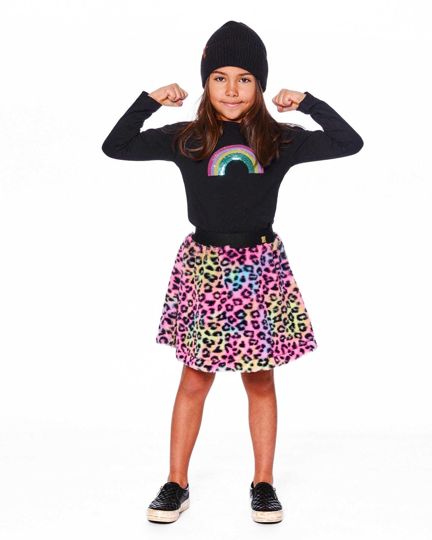 Faux Fur Skirt Multicolor Leopard-1