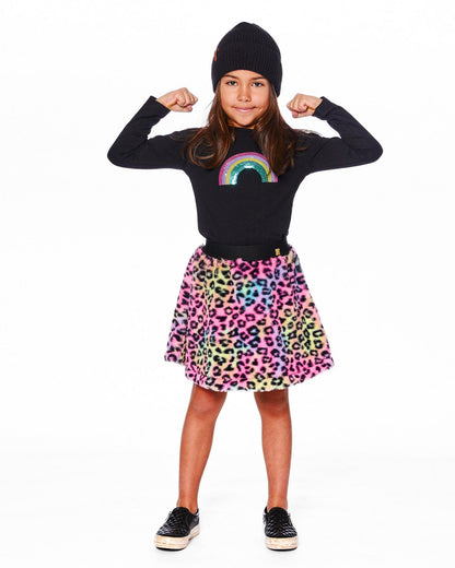 Faux Fur Skirt Multicolor Leopard-1