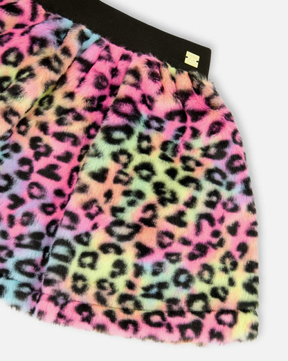 Faux Fur Skirt Multicolor Leopard-3