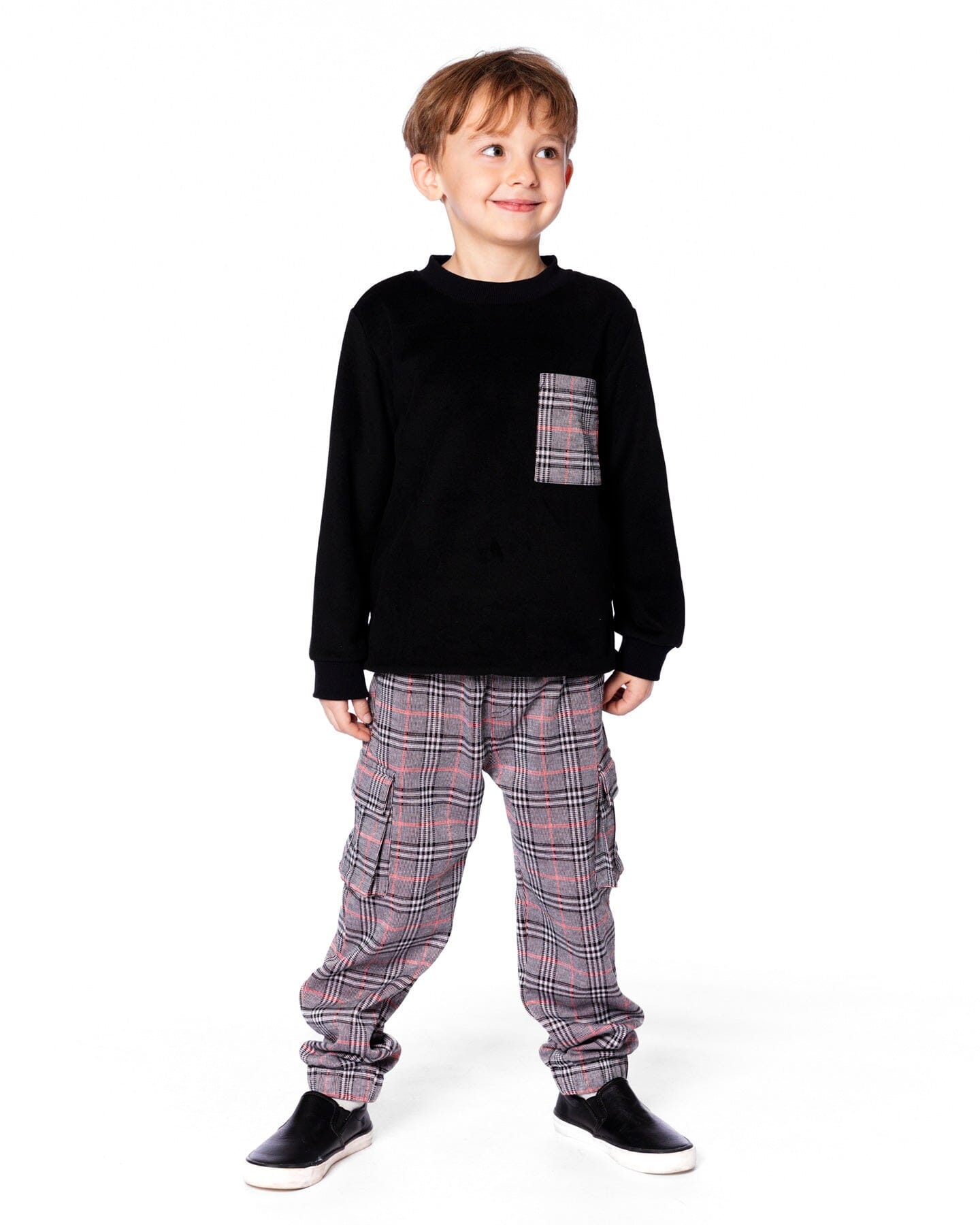 Plaid Cargo Pant Gray And Black-1
