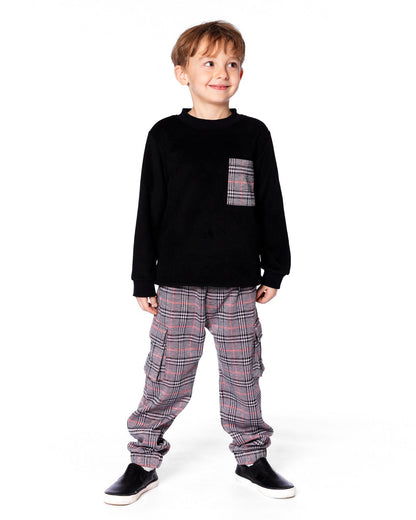 Plaid Cargo Pant Gray And Black-1