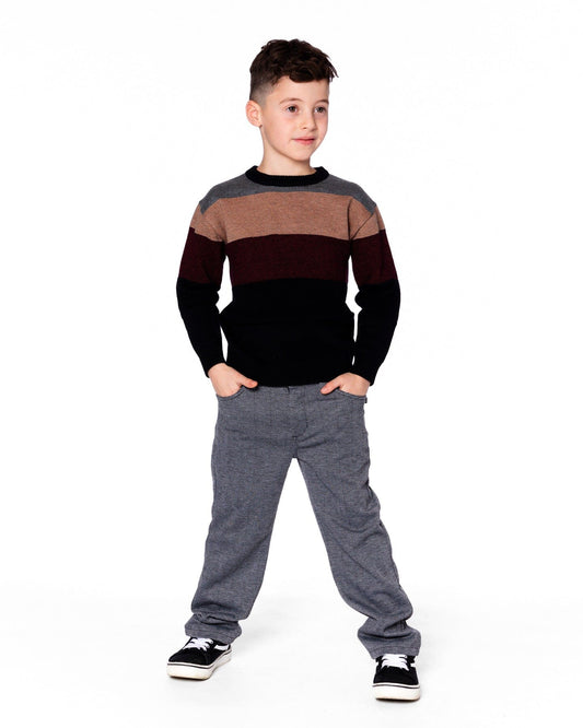 Color Block Knit Sweater Red And Black-1