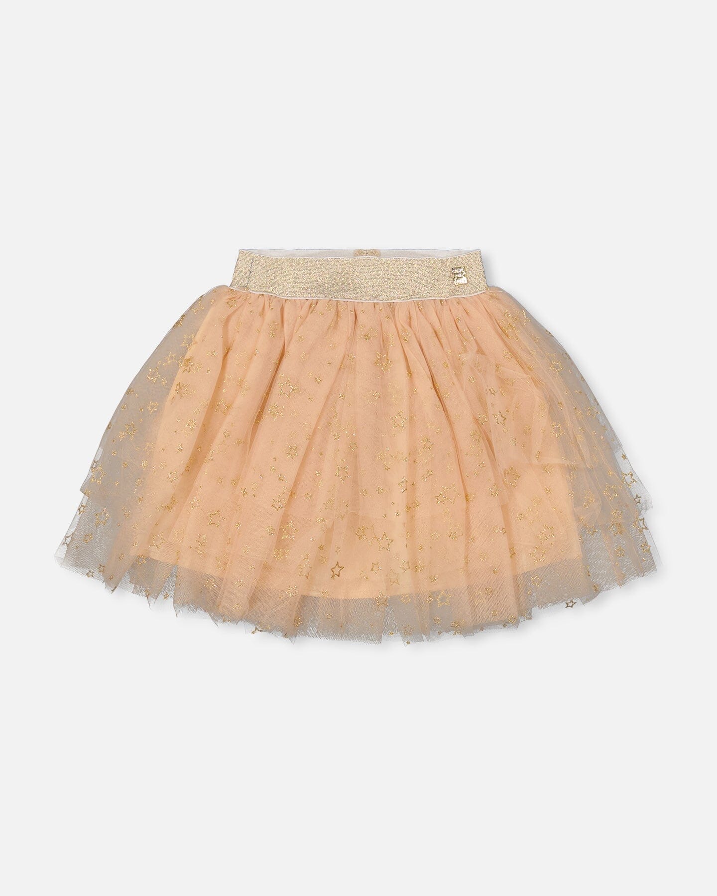 Multi Layer Glittering Mesh Skirt Beige-0