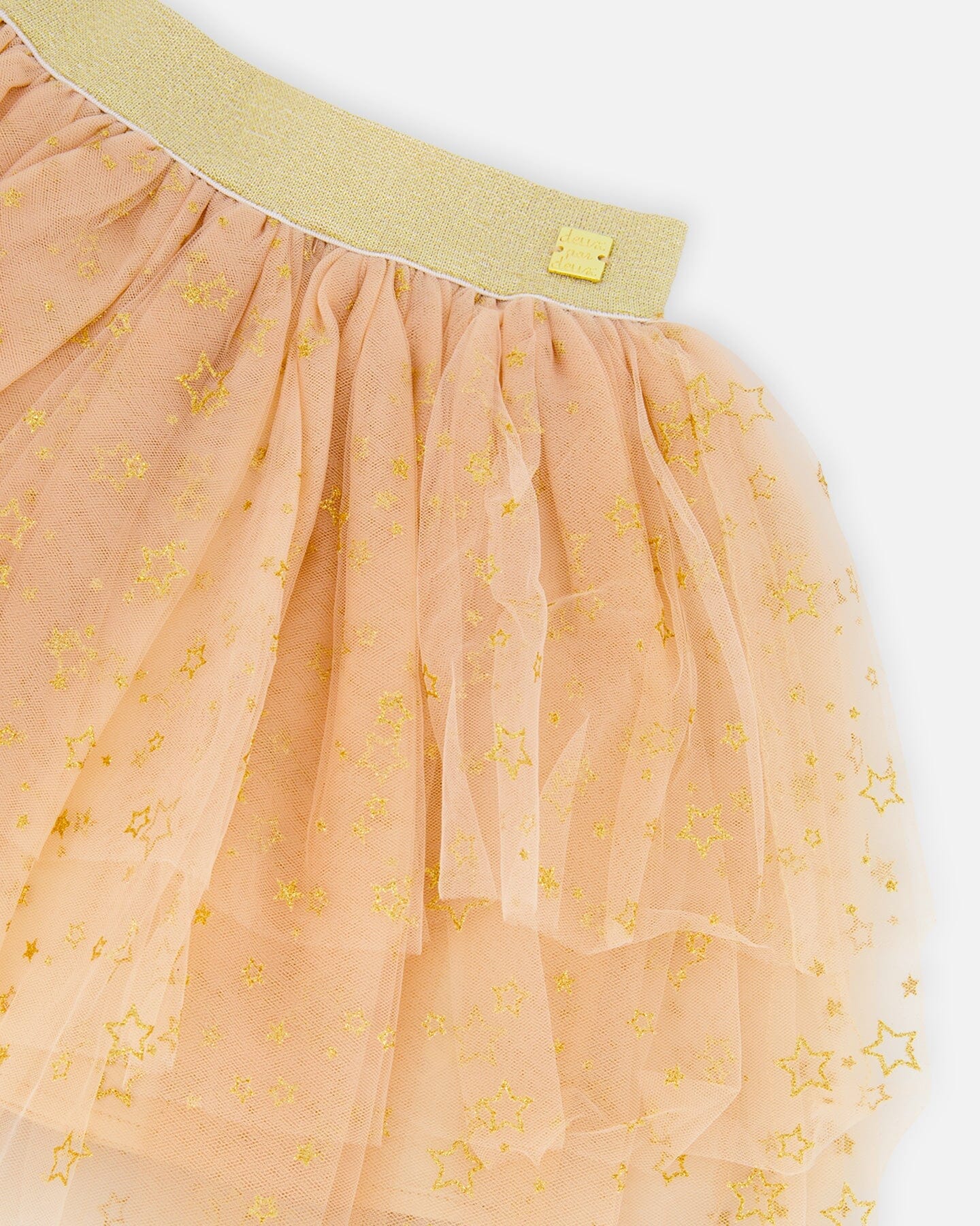 Multi Layer Glittering Mesh Skirt Beige-2