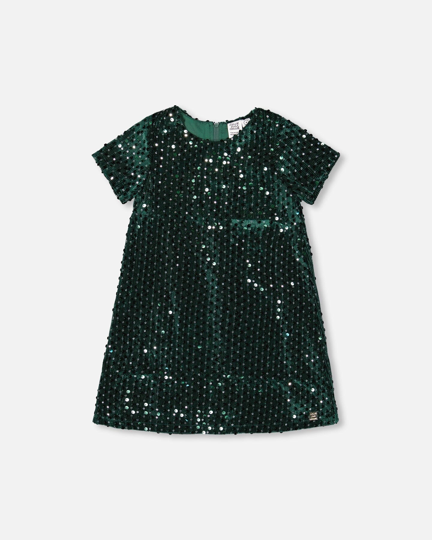 Velvet Short Sleeve Dress Forest Green-0