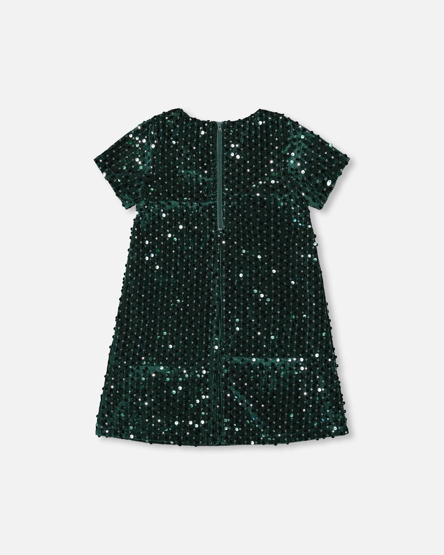 Velvet Short Sleeve Dress Forest Green-2