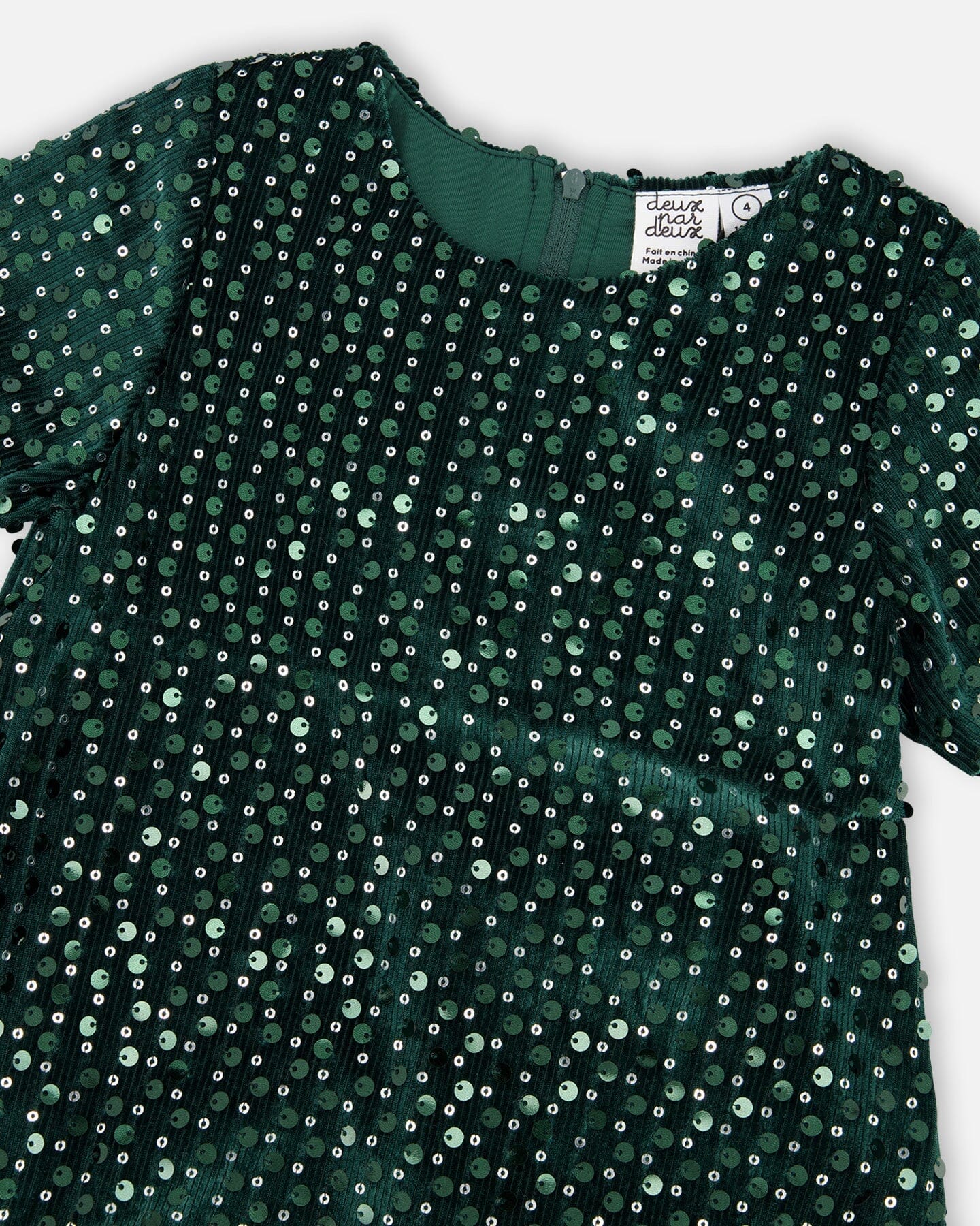 Velvet Short Sleeve Dress Forest Green-3