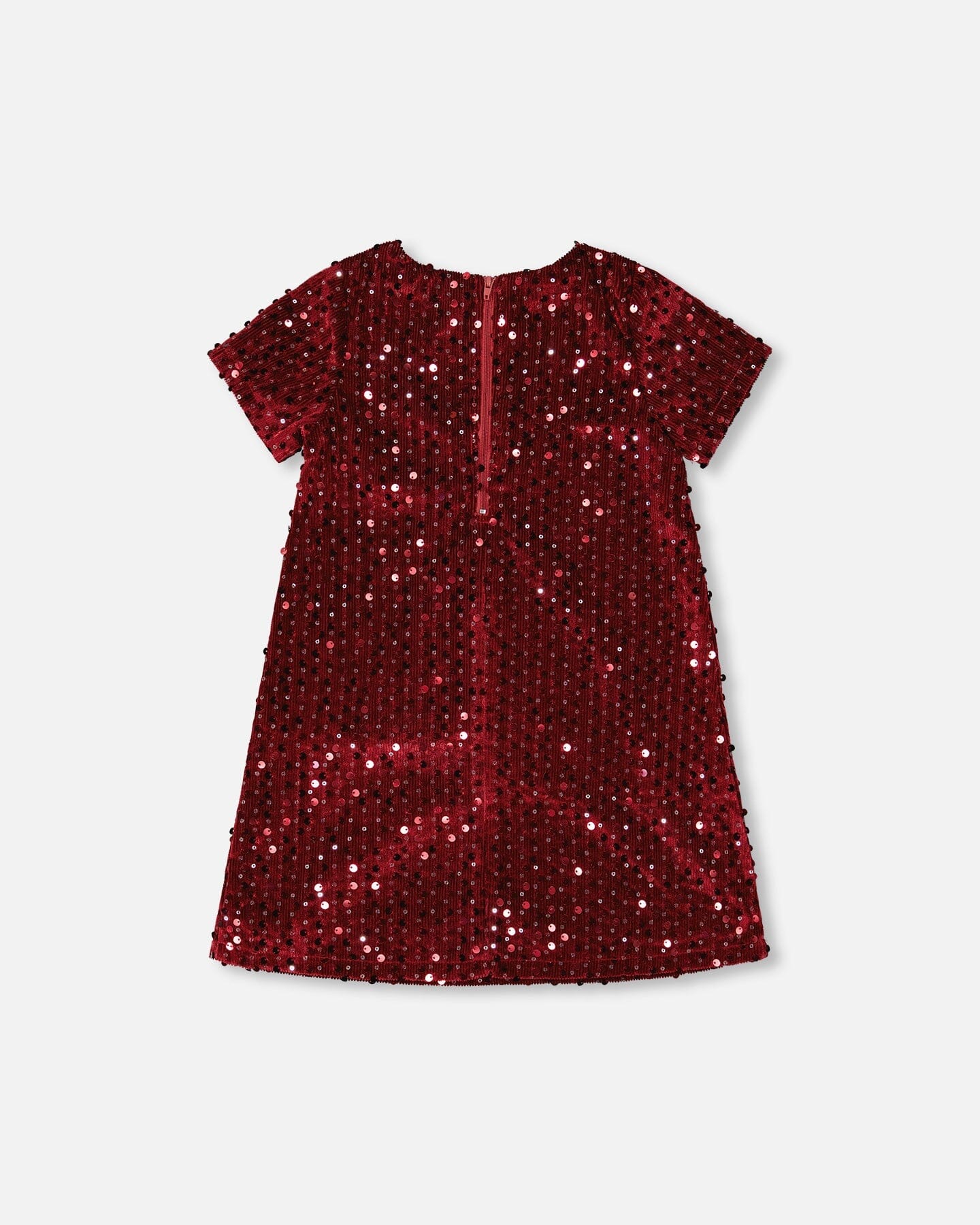 Velvet Short Sleeve Dress Red-2