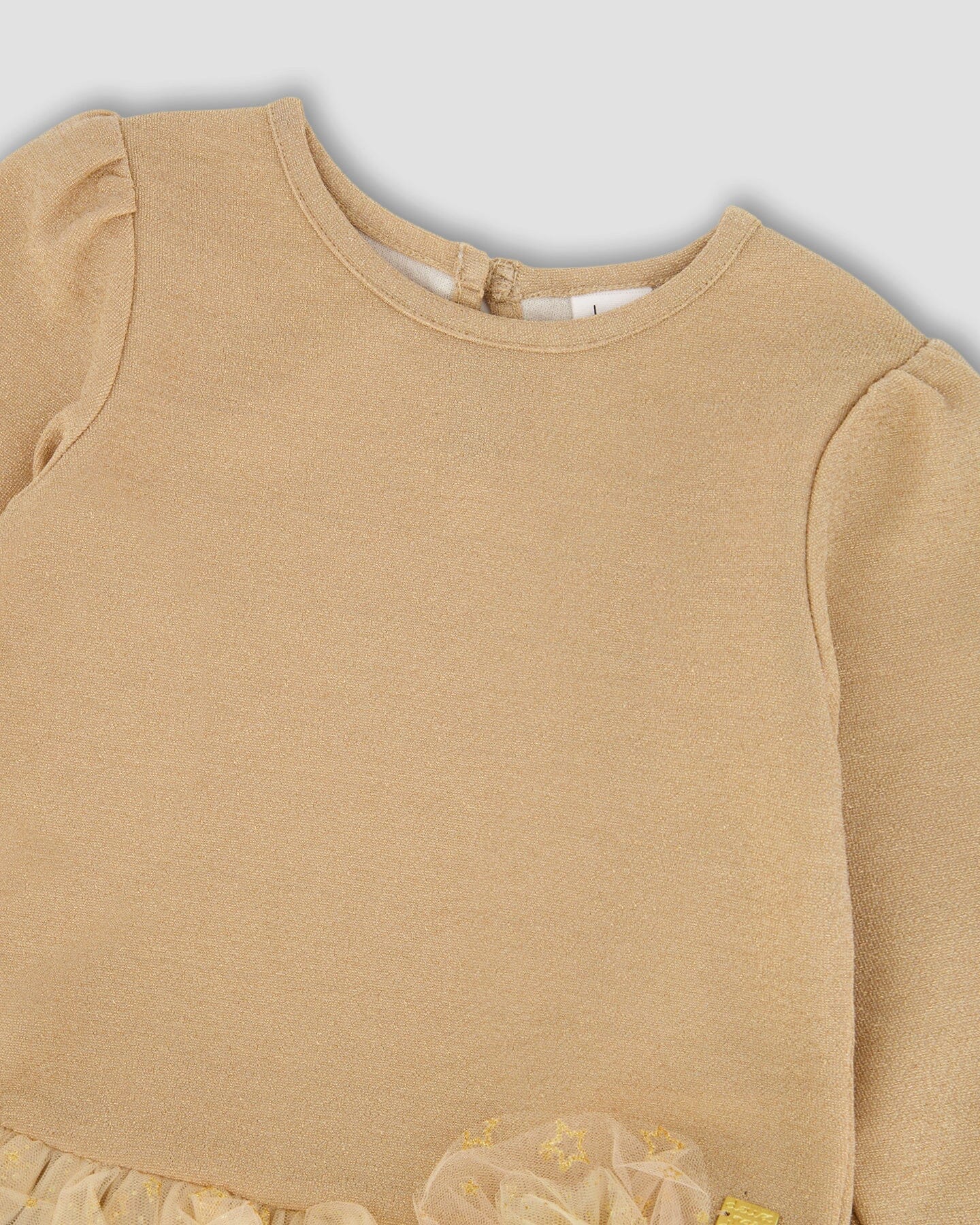 Glittering Mesh Skirt Party Dress Beige-4