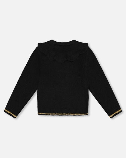 Knitted Cardigan With Rhinestones Black-2