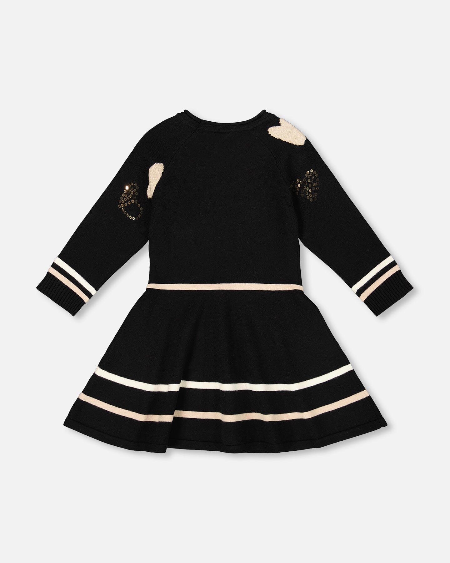 Knit Dress Black With Glittery Heart Motifs-2