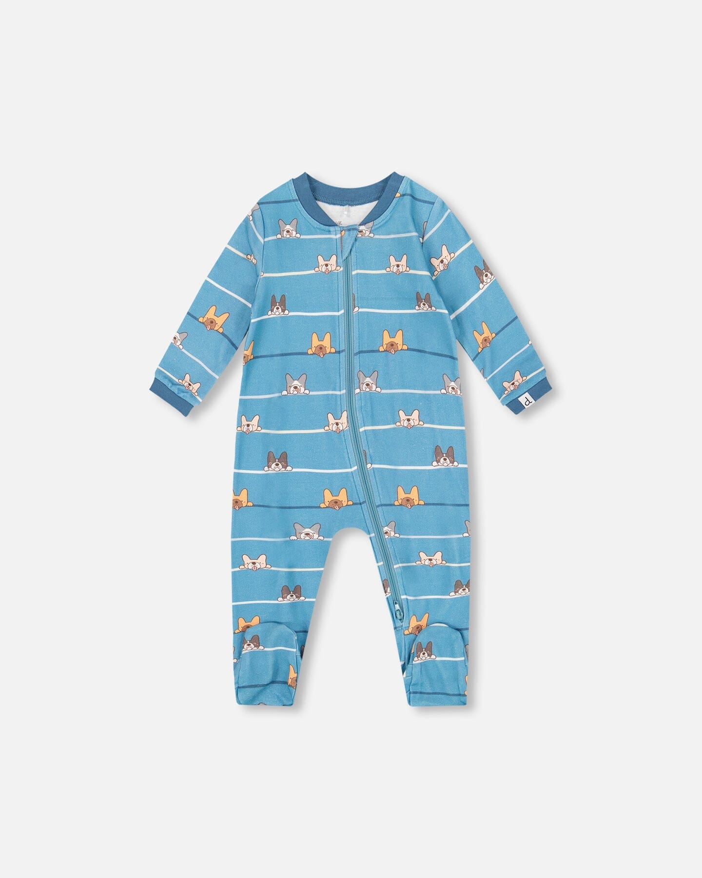 One-Piece Organic Cotton Pajama Blue Dog Print-0
