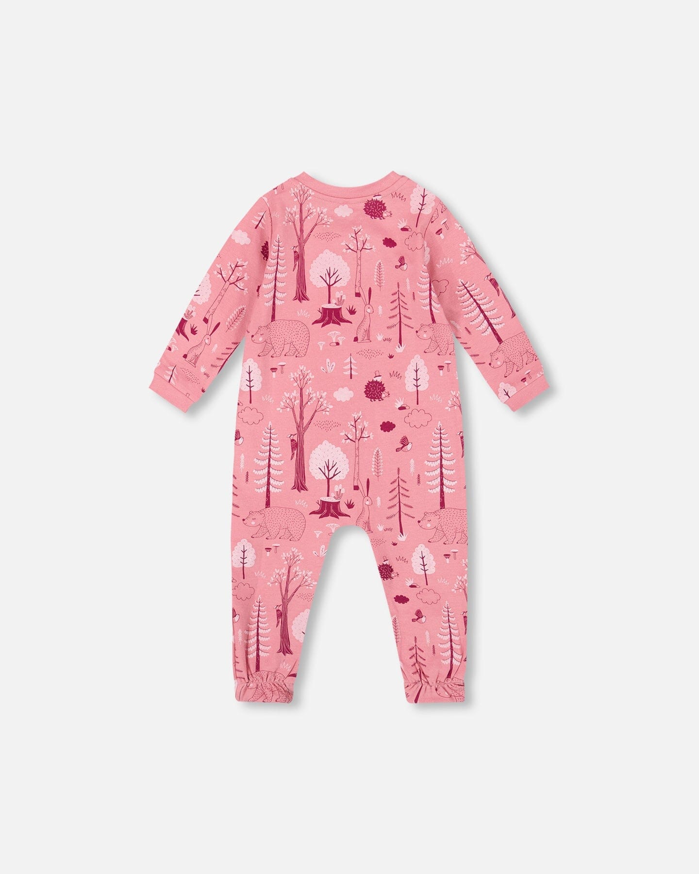 One-Piece Organic Cotton Pajama Pink Forest-1