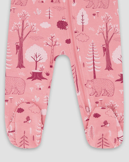 One-Piece Organic Cotton Pajama Pink Forest-2
