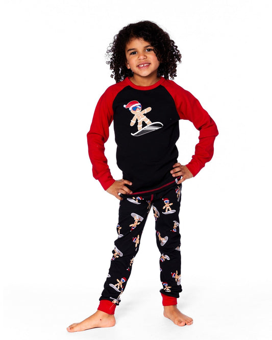 Two-Piece Organic Cotton Pajama Set Black Cookie Print-1