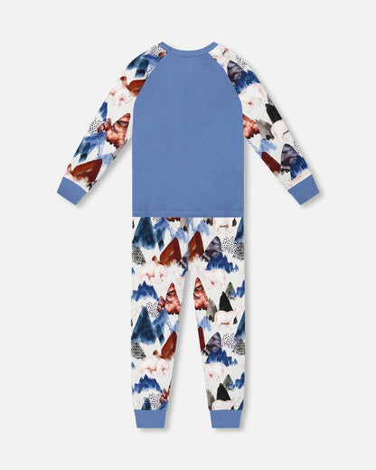 Two-Piece Organic Cotton Pajama Set White Bear Print-2