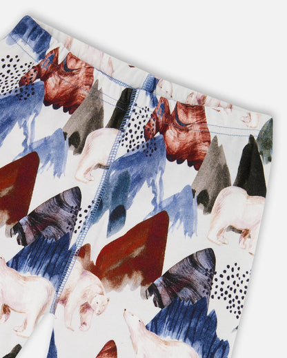 Two-Piece Organic Cotton Pajama Set White Bear Print-4