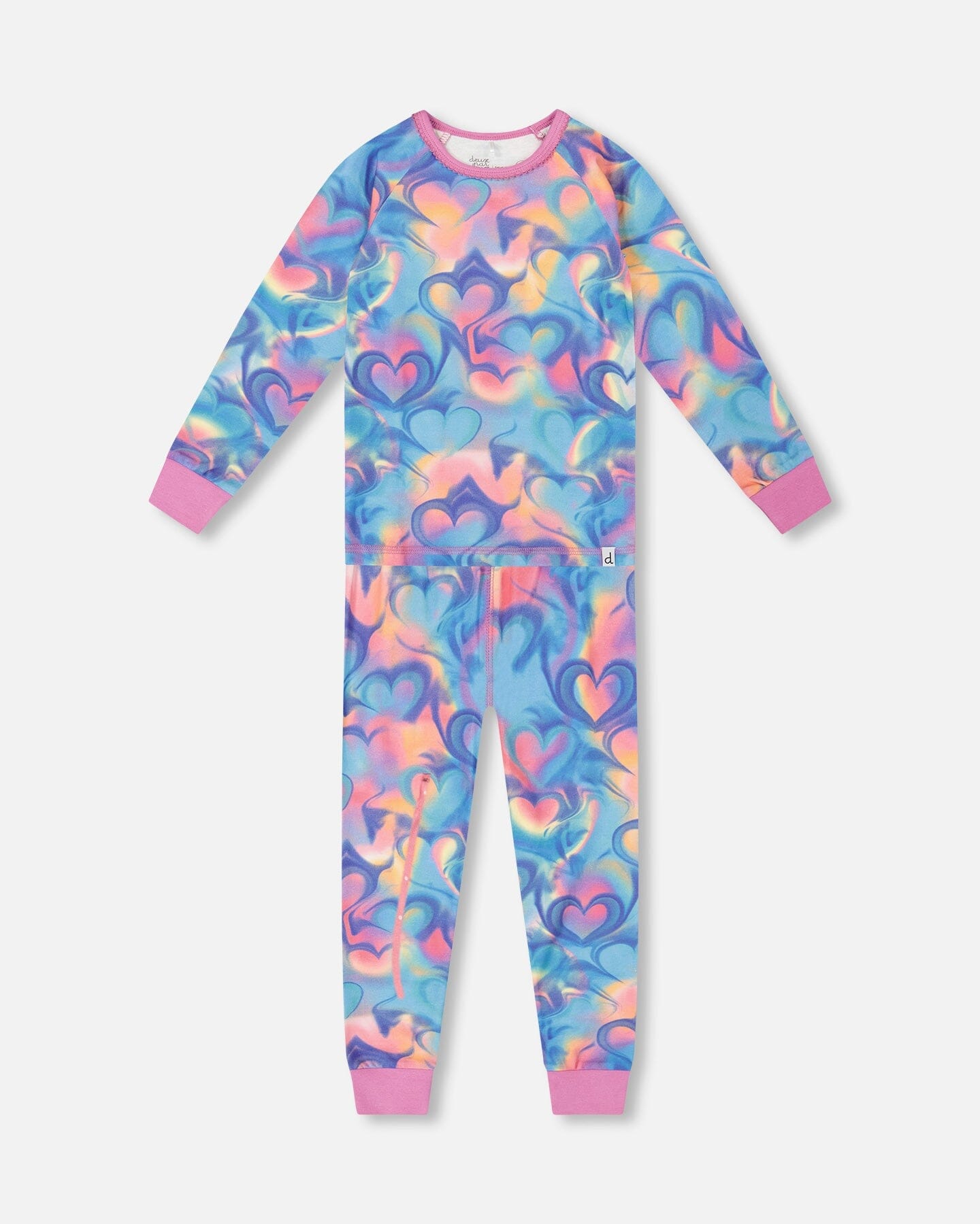 Organic Cotton Two-Piece Pajamas Rainbow Heart Print-0