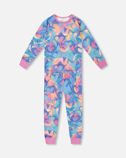 Organic Cotton Two-Piece Pajamas Rainbow Heart Print-0